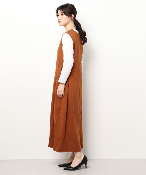 NICOLE white（ニコルホワイト）の「カットジャンスカ（ジャンパースカート・レディース・ブラック/キャメル/グリーン・FREE）」の4枚目の写真