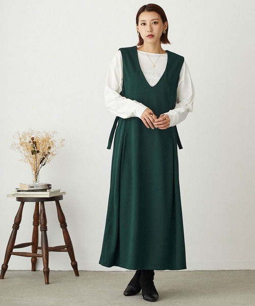 NICOLE white（ニコルホワイト）の「カットジャンスカ（ジャンパースカート・レディース・ブラック/キャメル/グリーン・FREE）」の18枚目の写真