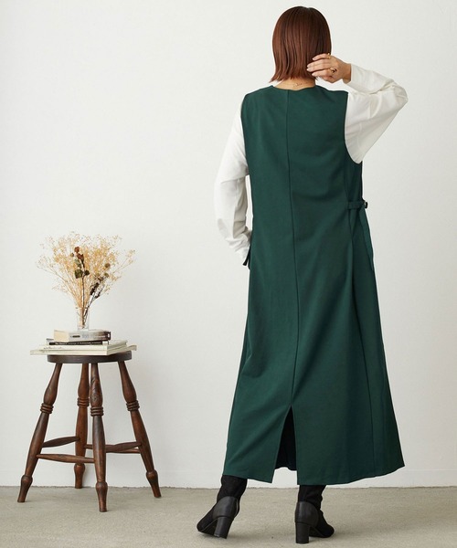 NICOLE white（ニコルホワイト）の「カットジャンスカ（ジャンパースカート・レディース・ブラック/キャメル/グリーン・FREE）」の19枚目の写真