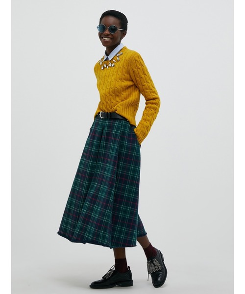 MAX&Co.（マックス アンド コー）の「MAX＆Co. [コニコ] タータン フリース スカート（スカート・レディース・グリーン/ボルドー・SMALL/MEDIUM/LARGE/X-SMALL）」の2枚目の写真