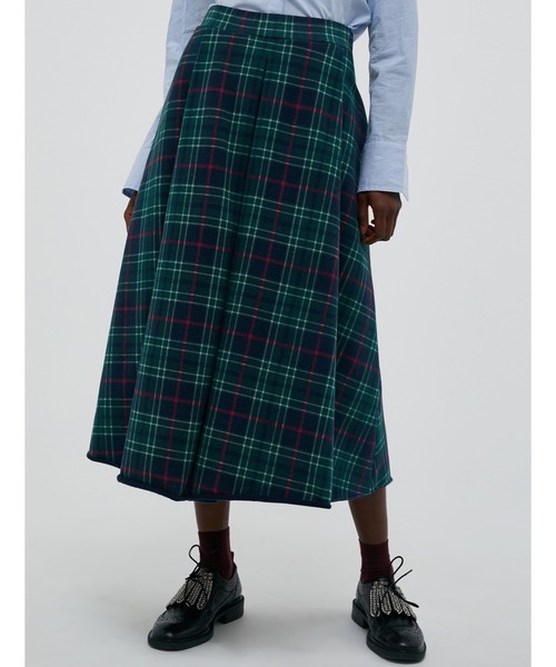 MAX&Co.（マックス アンド コー）の「MAX＆Co. [コニコ] タータン フリース スカート（スカート・レディース・グリーン/ボルドー・SMALL/MEDIUM/LARGE/X-SMALL）」の3枚目の写真