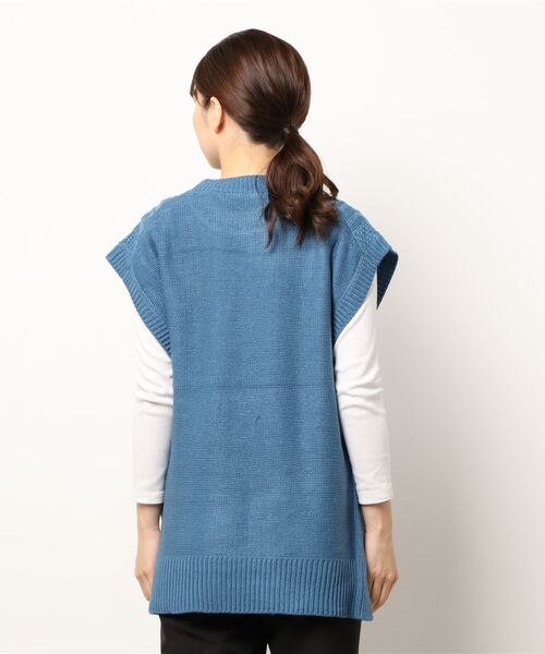 Lugnoncure（ルノンキュール）の「ケーブルベスト（ベスト・レディース・オフホワイト/ブルー/モカ・ﾌﾘ-）」の5枚目の写真