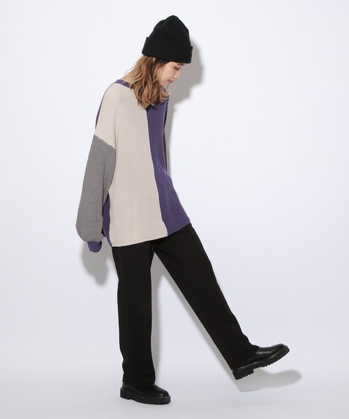 PBLIM（ページボーイリム）の「【PAGEBOYLIM】マルチパターンニット（ニット/セーター・レディース・グリーン系その他/パープル系その他・FREE）」の3枚目の写真