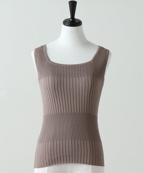 RAY CASSIN（レイカズン）の「ランダムピッチリブニットタンク（タンクトップ・レディース・グレイッシュベージュ/ブラック/イエロー/キナリ/パープル・FREE）」の4枚目の写真