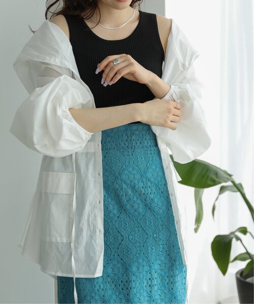 RAY CASSIN（レイカズン）の「ランダムピッチリブニットタンク（タンクトップ・レディース・グレイッシュベージュ/ブラック/イエロー/キナリ/パープル・FREE）」の3枚目の写真