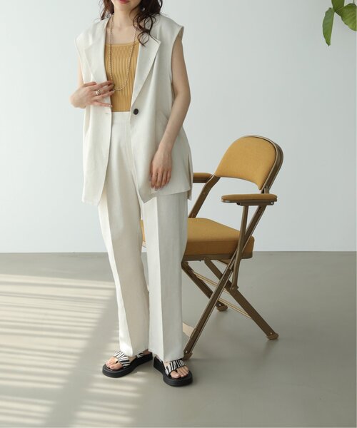 RAY CASSIN（レイカズン）の「ランダムピッチリブニットタンク（タンクトップ・レディース・グレイッシュベージュ/ブラック/イエロー/キナリ/パープル・FREE）」の14枚目の写真