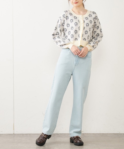 OLIVE des OLIVE（オリーブデオリーブ）の「ジャガードカーディガン（カーディガン/ボレロ・レディース・オフホワイト/ブラック/ラベンダー/グレー・FREE）」の5枚目の写真