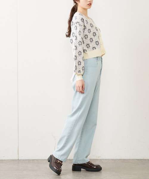 OLIVE des OLIVE（オリーブデオリーブ）の「ジャガードカーディガン（カーディガン/ボレロ・レディース・オフホワイト/ブラック/ラベンダー/グレー・FREE）」の6枚目の写真