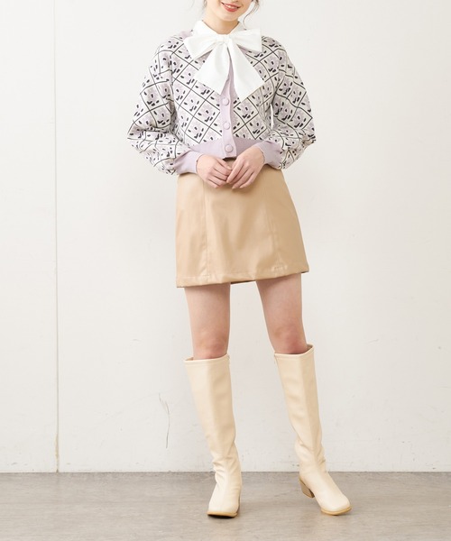 OLIVE des OLIVE（オリーブデオリーブ）の「ジャガードカーディガン（カーディガン/ボレロ・レディース・オフホワイト/ブラック/ラベンダー/グレー・FREE）」の17枚目の写真