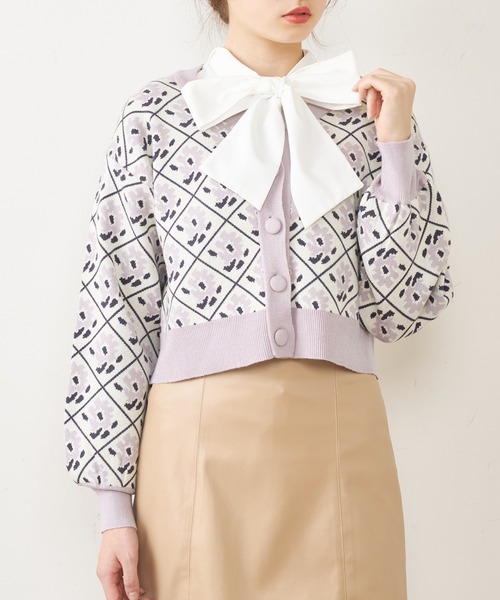 OLIVE des OLIVE（オリーブデオリーブ）の「ジャガードカーディガン（カーディガン/ボレロ・レディース・オフホワイト/ブラック/ラベンダー/グレー・FREE）」の20枚目の写真