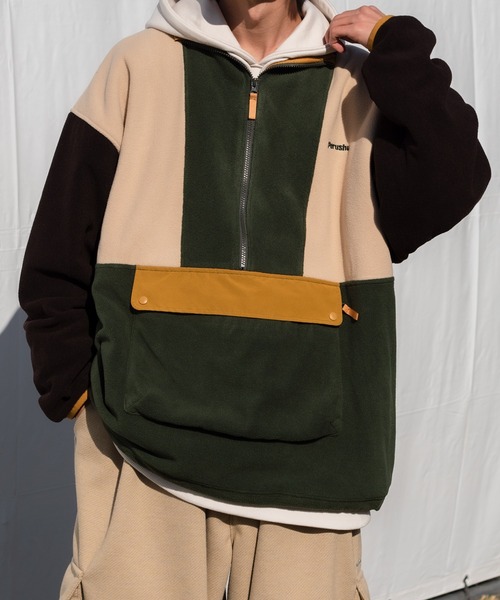 ペルーシュフリースハーフジップperushu Perushu（ペルーシュ）の「配色切り替えハーフジップフリース（その他
