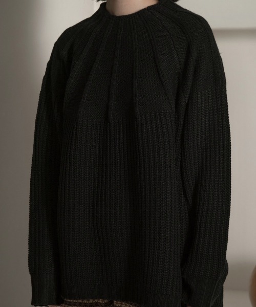 lawgy（ラウジー）の「two pattern combination knit（ニット/セーター・レディース・アイボリー/ベージュ/ブラウン/ブラック・FREE）」の2枚目の写真