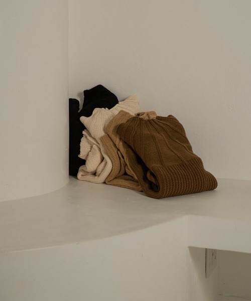 lawgy（ラウジー）の「two pattern combination knit（ニット/セーター・レディース・アイボリー/ベージュ/ブラウン/ブラック・FREE）」の6枚目の写真