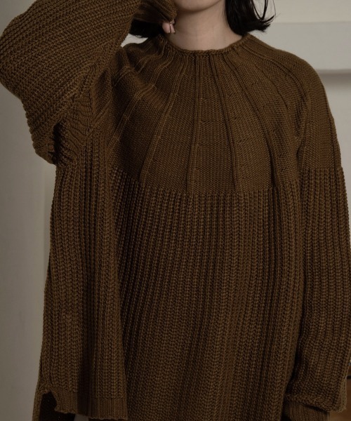 lawgy（ラウジー）の「two pattern combination knit（ニット/セーター・レディース・アイボリー/ベージュ/ブラウン/ブラック・FREE）」の16枚目の写真