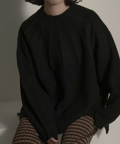 lawgy（ラウジー）の「two pattern combination knit（ニット/セーター・レディース・アイボリー/ベージュ/ブラウン/ブラック・FREE）」の12枚目の写真