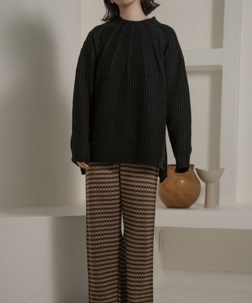 lawgy（ラウジー）の「two pattern combination knit（ニット/セーター・レディース・アイボリー/ベージュ/ブラウン/ブラック・FREE）」の14枚目の写真