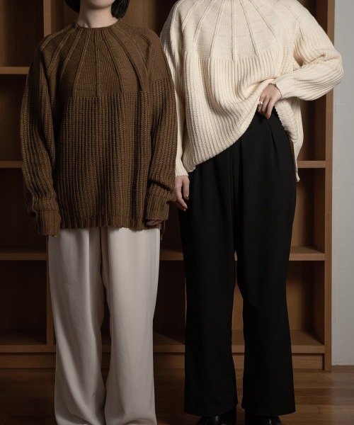 lawgy（ラウジー）の「two pattern combination knit（ニット/セーター・レディース・アイボリー/ベージュ/ブラウン/ブラック・FREE）」の17枚目の写真