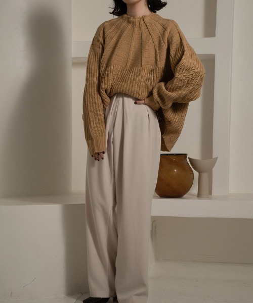 lawgy（ラウジー）の「two pattern combination knit（ニット/セーター・レディース・アイボリー/ベージュ/ブラウン/ブラック・FREE）」の5枚目の写真