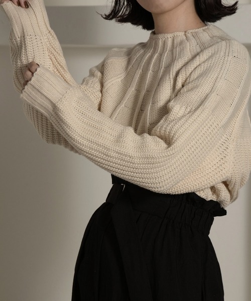 lawgy（ラウジー）の「two pattern combination knit（ニット/セーター・レディース・アイボリー/ベージュ/ブラウン/ブラック・FREE）」の8枚目の写真