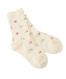 SHOO・LA・RUE（シューラルー）の「透かし小花柄クルー丈ソックス（ソックス/靴下・キッズ）」