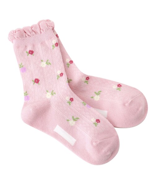 SHOO・LA・RUE（シューラルー）の「◆透かし小花柄クルー丈ソックス（ソックス/靴下・キッズ・ライトパープル/アイボリー系3/ピンク系8・56/59）」の3枚目の写真