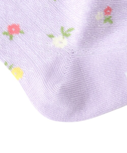 SHOO・LA・RUE（シューラルー）の「◆透かし小花柄クルー丈ソックス（ソックス/靴下・キッズ・ライトパープル/アイボリー系3/ピンク系8・56/59）」の6枚目の写真