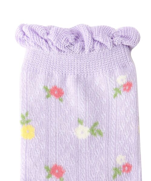 SHOO・LA・RUE（シューラルー）の「◆透かし小花柄クルー丈ソックス（ソックス/靴下・キッズ・ライトパープル/アイボリー系3/ピンク系8・56/59）」の7枚目の写真