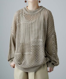 ブロッキング クロシェニット プルオーバー