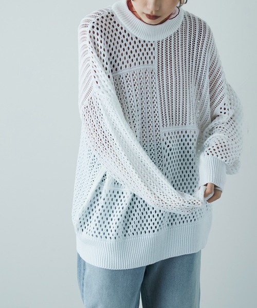 etoll.（エトル）の「ブロッキング クロシェニット プルオーバー（ニット/セーター・レディース・ライトベージュ/アイボリー/モカ/ブラック/ベージュ・M）」の13枚目の写真