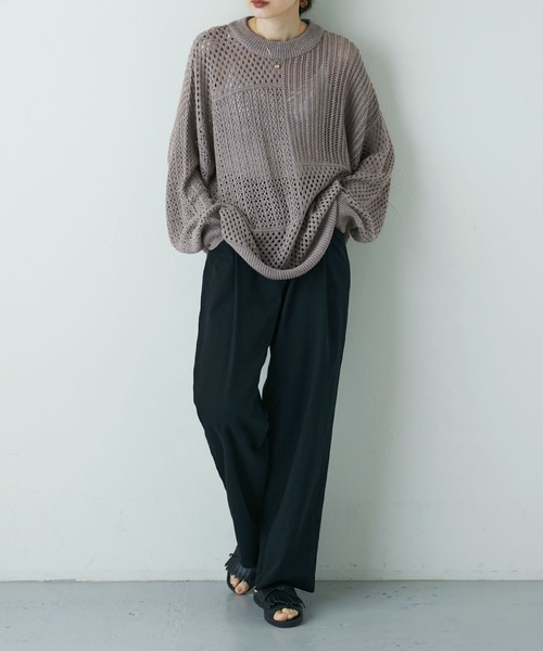 etoll.（エトル）の「ブロッキング クロシェニット プルオーバー（ニット/セーター・レディース・ライトベージュ/アイボリー/モカ/ブラック/ベージュ・M）」の18枚目の写真