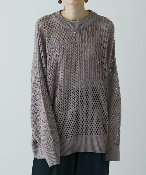 etoll.（エトル）の「ブロッキング クロシェニット プルオーバー（ニット/セーター・レディース・ライトベージュ/アイボリー/モカ/ブラック/ベージュ・M）」の20枚目の写真