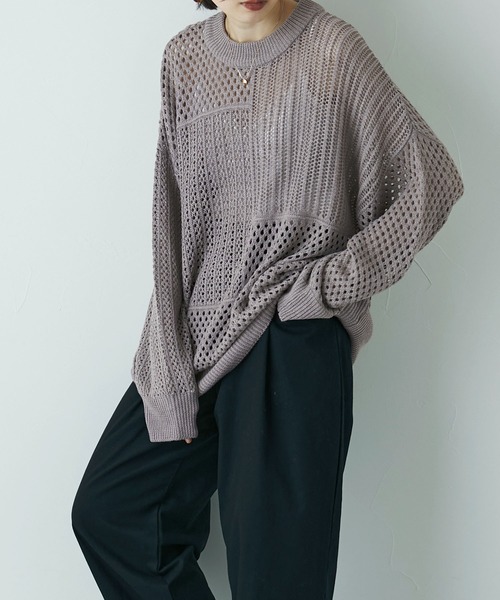 etoll.（エトル）の「ブロッキング クロシェニット プルオーバー（ニット/セーター・レディース・ライトベージュ/アイボリー/モカ/ブラック/ベージュ・M）」の22枚目の写真