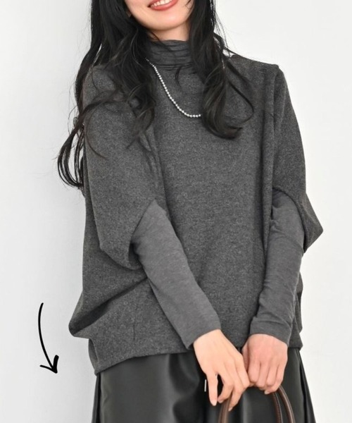 Ehre style(エーレスタイル)の「重ね着もステキ!さりげな体型カバードルマントップス(ニット/セーター・レディース・グレー/ベージュ・FREE)」の22枚目の写真