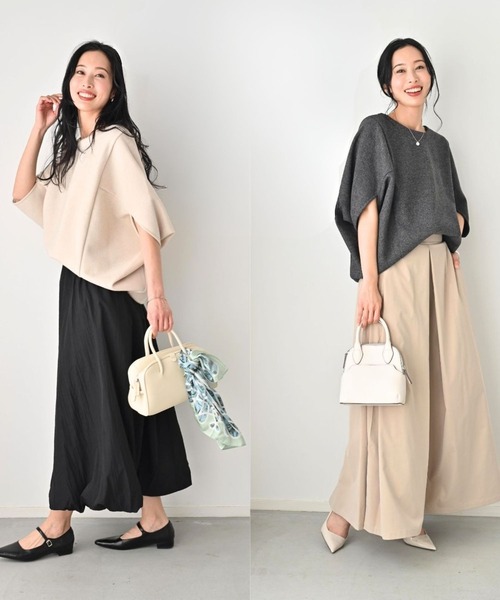 Ehre style(エーレスタイル)の「重ね着もステキ!さりげな体型カバードルマントップス(ニット/セーター・レディース・グレー/ベージュ・FREE)」の19枚目の写真