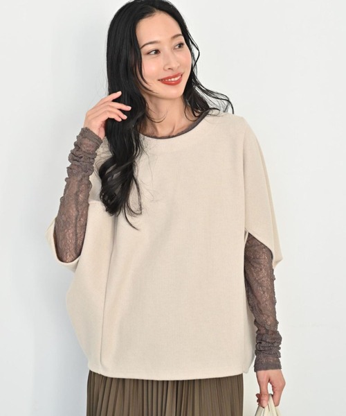 Ehre style(エーレスタイル)の「重ね着もステキ!さりげな体型カバードルマントップス(ニット/セーター・レディース・グレー/ベージュ・FREE)」の11枚目の写真