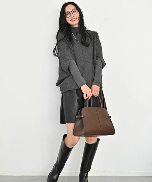 Ehre style(エーレスタイル)の「重ね着もステキ!さりげな体型カバードルマントップス(ニット/セーター・レディース・グレー/ベージュ・FREE)」の12枚目の写真