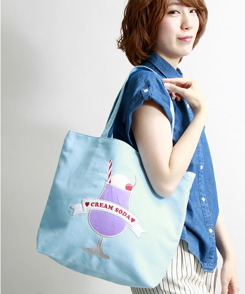 WEGO（ウィゴー）の「WEGO/クリームソーダキャンバストートバッグ（トートバッグ・レディース・サックスブルー/イエロー/ピンク・FREE）」の16枚目の写真