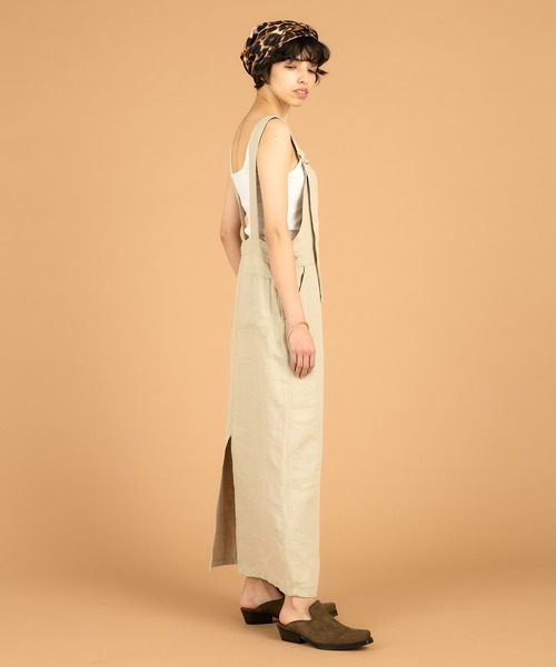 Whim Gazette（ウィムガゼット）の「【WEB限定】リネンジャンスカ（ジャンパースカート・レディース・ブラック/ベージュ・FREE）」の4枚目の写真