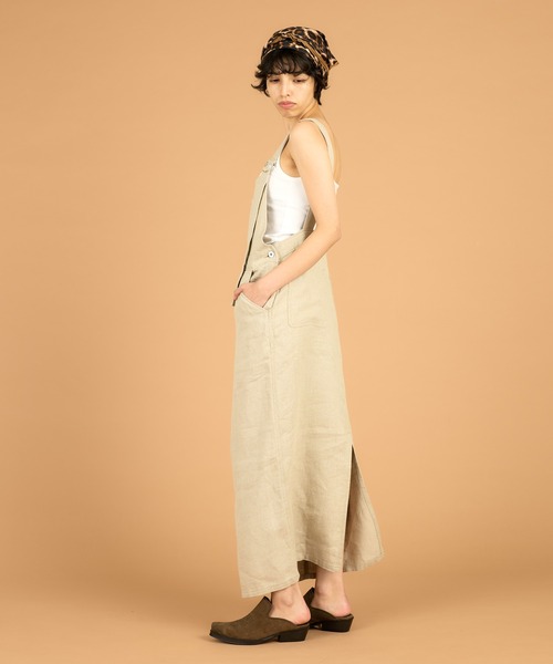 Whim Gazette（ウィムガゼット）の「【WEB限定】リネンジャンスカ（ジャンパースカート・レディース・ブラック/ベージュ・FREE）」の6枚目の写真