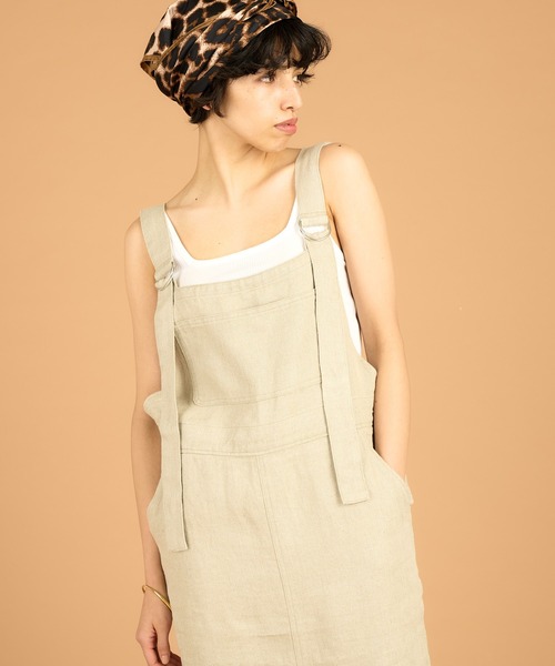 Whim Gazette（ウィムガゼット）の「【WEB限定】リネンジャンスカ（ジャンパースカート・レディース・ブラック/ベージュ・FREE）」の7枚目の写真