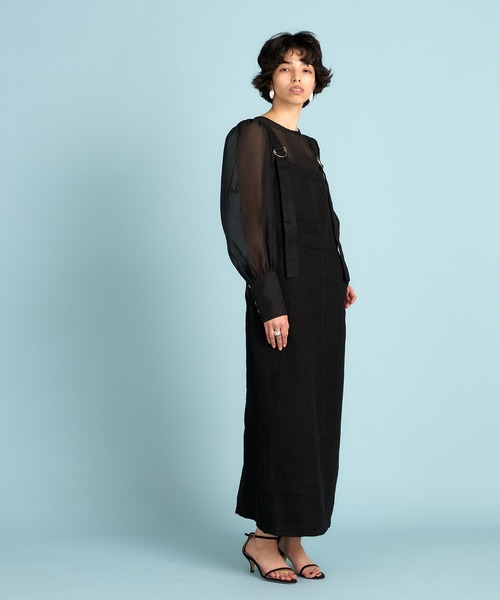 Whim Gazette（ウィムガゼット）の「【WEB限定】リネンジャンスカ（ジャンパースカート・レディース・ブラック/ベージュ・FREE）」の12枚目の写真