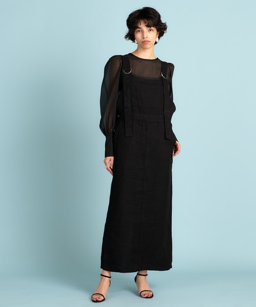 Whim Gazette（ウィムガゼット）の「【WEB限定】リネンジャンスカ（ジャンパースカート・レディース・ブラック/ベージュ・FREE）」の19枚目の写真