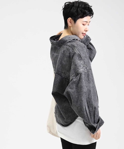 HONEYSUCKLE ROSE（ハニーサックルローズ）の「【HONEYSUCKLE ROSE】ショートデニムシャツアウター（シャツ/ブラウス・レディース・ブラック・L/M）」の12枚目の写真