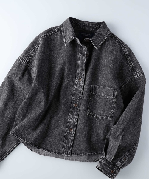 HONEYSUCKLE ROSE（ハニーサックルローズ）の「【HONEYSUCKLE ROSE】ショートデニムシャツアウター（シャツ/ブラウス・レディース・ブラック・L/M）」の4枚目の写真