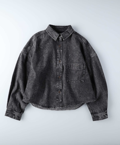 HONEYSUCKLE ROSE（ハニーサックルローズ）の「【HONEYSUCKLE ROSE】ショートデニムシャツアウター（シャツ/ブラウス・レディース・ブラック・L/M）」の5枚目の写真