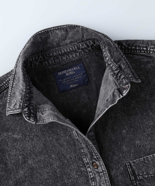 HONEYSUCKLE ROSE（ハニーサックルローズ）の「【HONEYSUCKLE ROSE】ショートデニムシャツアウター（シャツ/ブラウス・レディース・ブラック・L/M）」の10枚目の写真