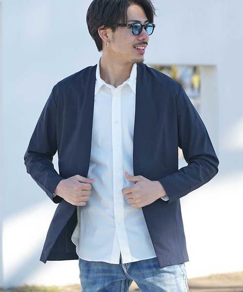 JOKER(ジョーカー)の「【SOEMDIFF】リネンライクブッチャーカーディガン メンズ(カーディガン/ボレロ・メンズ・ブラック/ベージュ/ネイビー/ブラック系1/ネイビー系1/ベージュ系1・M/L/XL)」の6枚目の写真