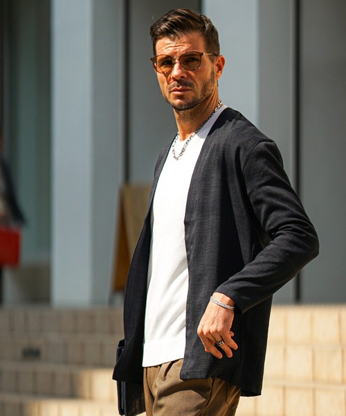 JOKER(ジョーカー)の「【SOEMDIFF】リネンライクブッチャーカーディガン メンズ(カーディガン/ボレロ・メンズ・ブラック/ベージュ/ネイビー/ブラック系1/ネイビー系1/ベージュ系1・M/L/XL)」の10枚目の写真