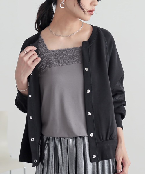 osharewalker（オシャレウォーカー）の「【廃盤】【機能素材】『スクエアレースタンクトップ』（タンクトップ・レディース・ブラック/オフホワイト/ブルーグリーン/チャコール/ピンク・LL/M/L）」の3枚目の写真