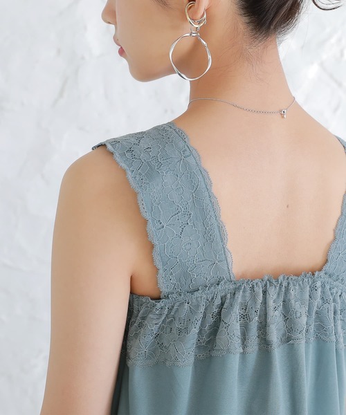 osharewalker（オシャレウォーカー）の「【廃盤】【機能素材】『スクエアレースタンクトップ』（タンクトップ・レディース・ブラック/オフホワイト/ブルーグリーン/チャコール/ピンク・LL/M/L）」の10枚目の写真